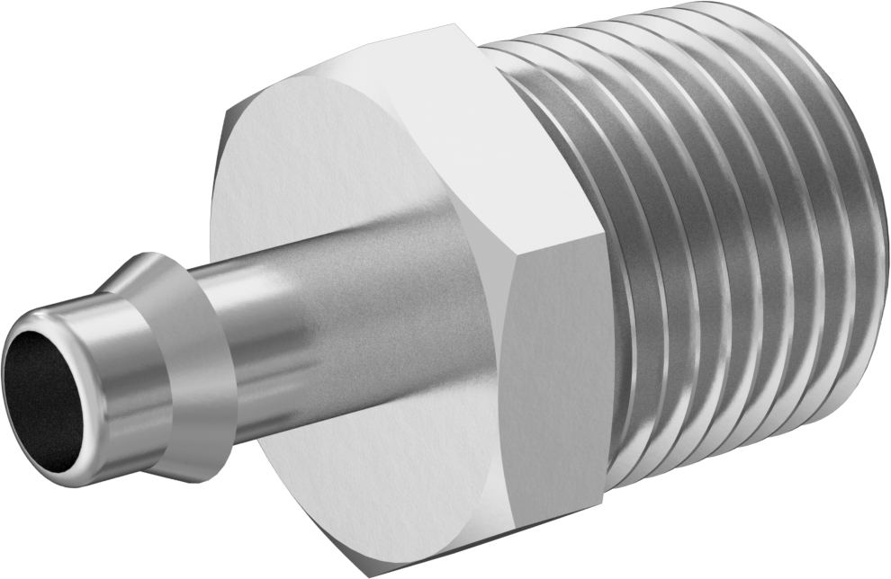 Pirinç Düşük Basınçlı Dikenli Boru Bağlantısı, Nikel Kaplı, Adaptör, 8 mm Boru İç Çapı x 1/2 NPT Erkek için