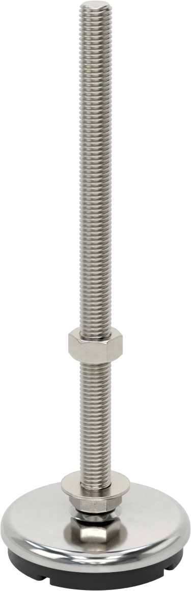 Buna-N Yastıklı 304 Paslanmaz Çelik Döner Seviyeleme Montaj Parçası, Titreşim Sönümleme, 10“ Uzunluk 5/8”-11 Saplama, 2000 lbs. Kapasite