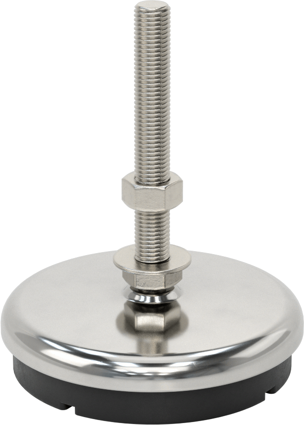 Buna-N Yastıklı 304 Paslanmaz Çelik Döner Seviyeleme Montaj Parçası, Titreşim Sönümleme, M16 x 2 mm Saplama, 3000 lb. Kapasite