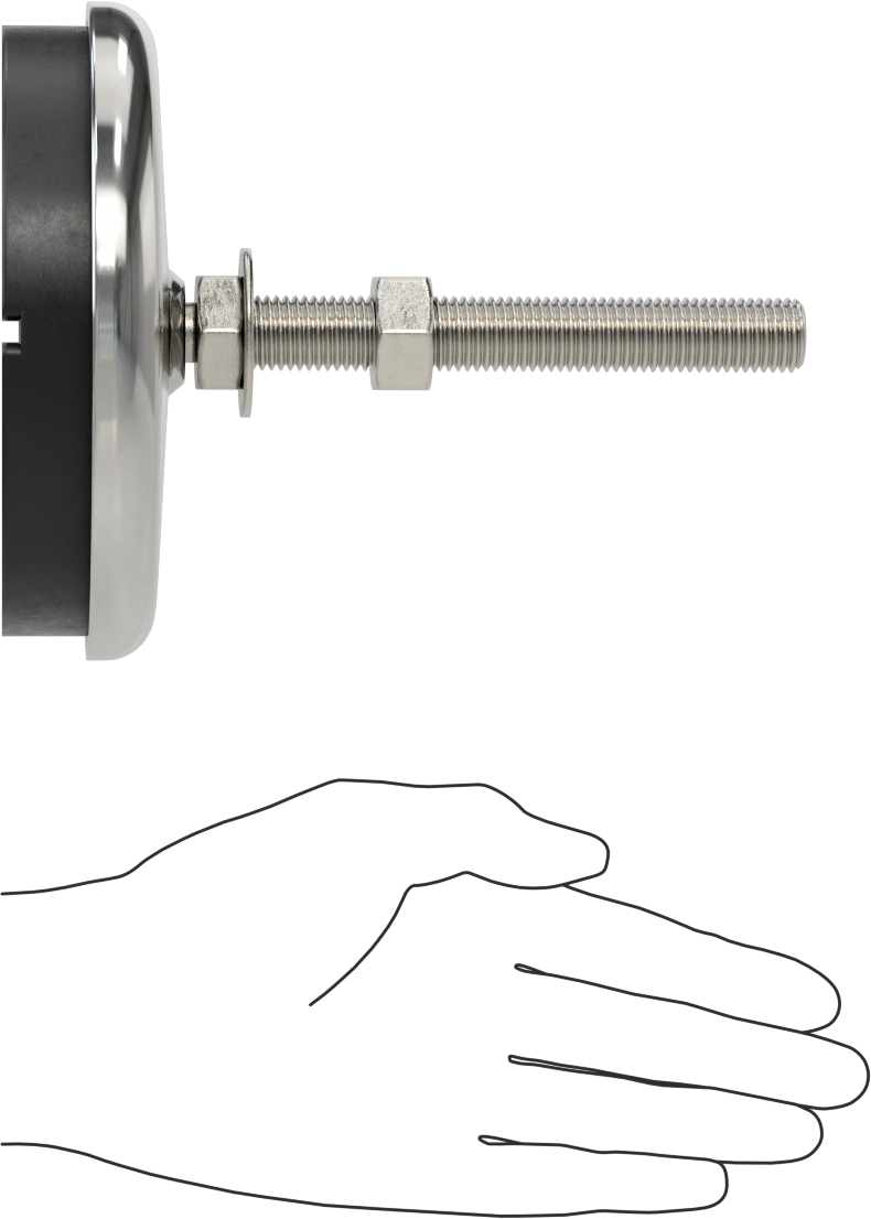 Buna-N Yastıklı 304 Paslanmaz Çelik Döner Seviyeleme Montaj Parçası, Titreşim Sönümleme, M16 x 2 mm Saplama, 3000 lb. Kapasite