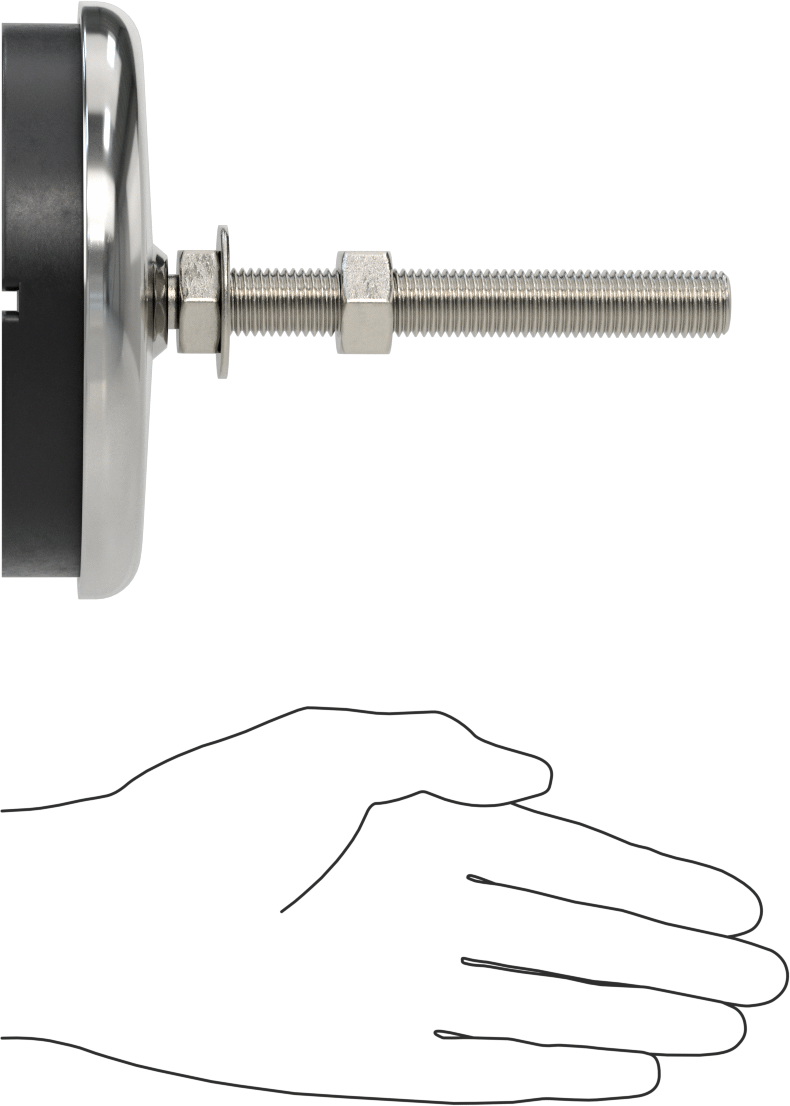 Buna-N Yastıklı 304 Paslanmaz Çelik Döner Seviyeleme Montaj Parçası, Titreşim Sönümleme, M16 x 2 mm Saplama, 4000 lbs. Kapasite