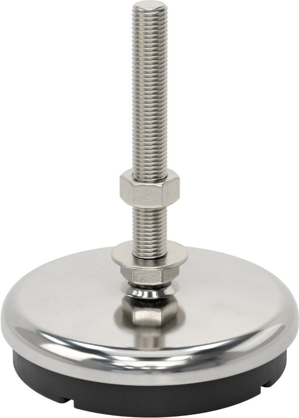 Buna-N Yastıklı 304 Paslanmaz Çelik Döner Seviyeleme Montaj Parçası, Titreşim Sönümleme, M16 x 2 mm Saplama, 4000 lbs. Kapasite