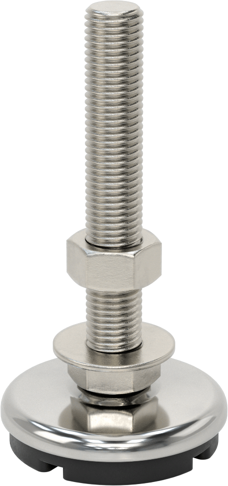 Buna-N Yastıklı 304 Paslanmaz Çelik Döner Seviyeleme Montaj Parçası, Titreşim Sönümleme, M24 x 3 mm Saplama, 2000 lbs. Kapasite