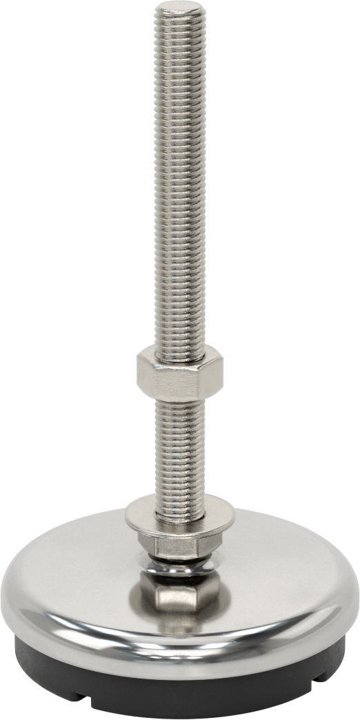 Buna-N Yastıklı 304 Paslanmaz Çelik Döner Seviyeleme Montaj Parçası, Titreşim Sönümleme, 8“ Uzunluk 3/4”-10 Saplama, 3000 lb. Kapasite