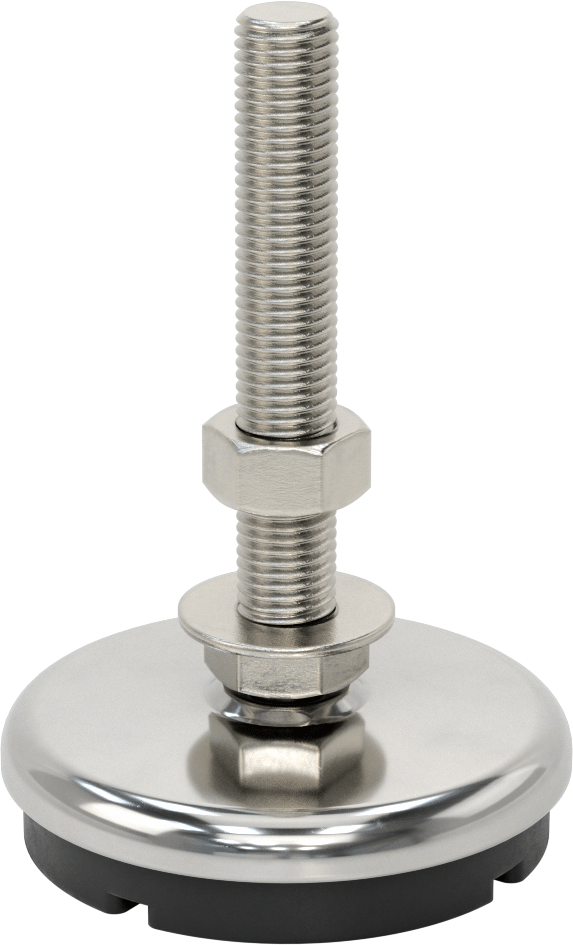 Buna-N Yastıklı 304 Paslanmaz Çelik Döner Seviyeleme Montaj Parçası, Titreşim Sönümleme, M24 x 3 mm Saplama, 4000 lbs. Kapasite