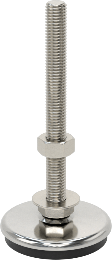 Buna-N Yastıklı 304 Paslanmaz Çelik Döner Seviyeleme Montaj Parçası, Titreşim Sönümleme, M12 x 1,75 mm Saplama, 500 lbs. Kapasite