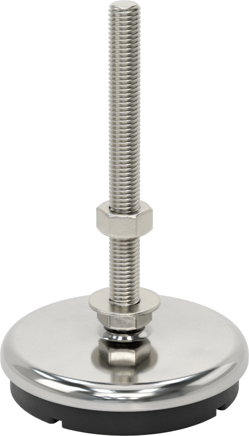 Buna-N Yastıklı 304 Paslanmaz Çelik Döner Seviyeleme Montaj Parçası, Titreşim Sönümleme, M12 x 1,75 mm Saplama, 1000 lbs. Kapasite