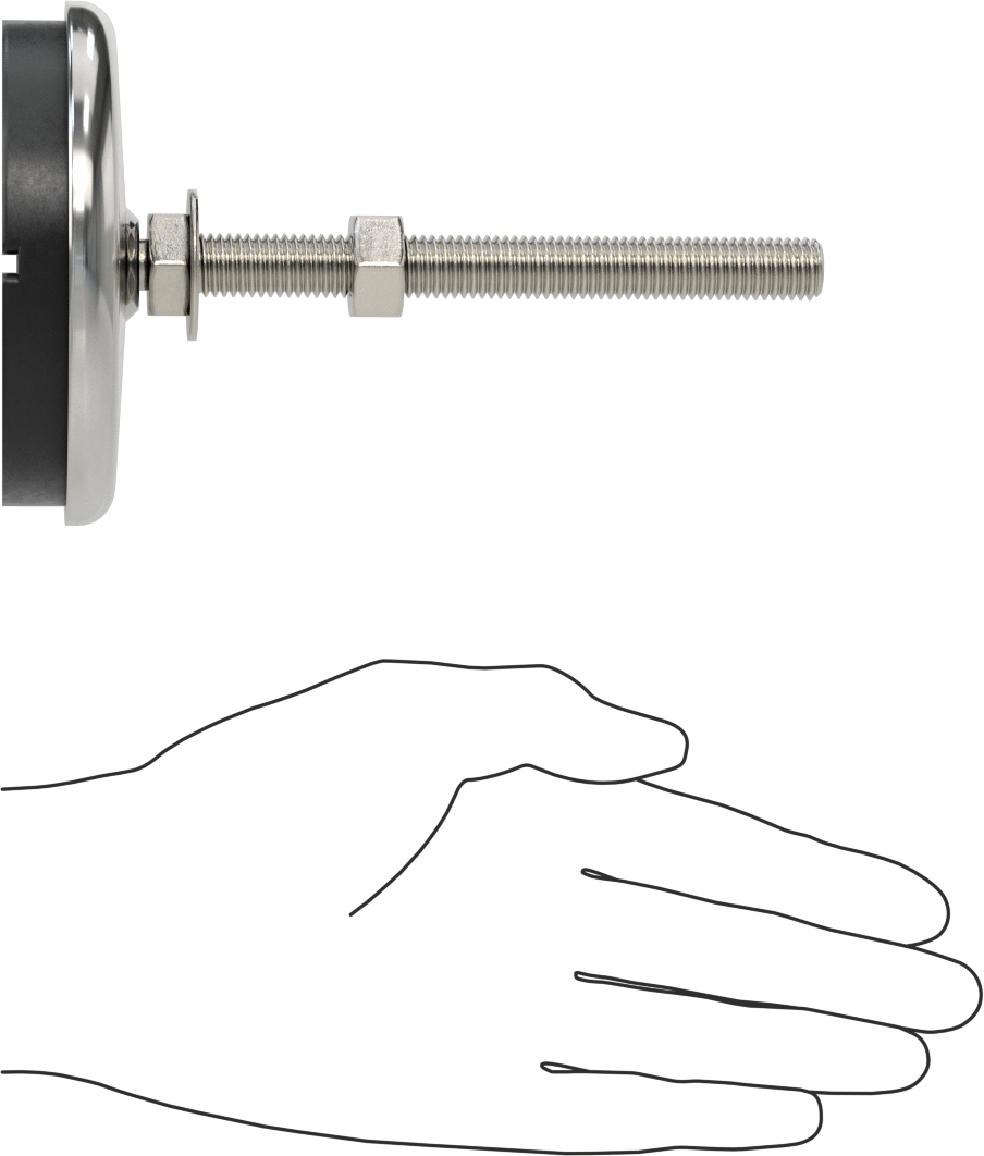 Buna-N Yastıklı 304 Paslanmaz Çelik Döner Seviyeleme Montaj Parçası, Titreşim Sönümleme, M12 x 1,75 mm Saplama, 1000 lbs. Kapasite