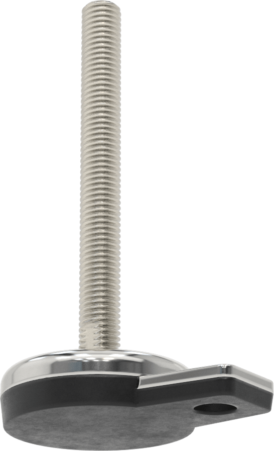 Buna-N Yastıklı 304 Paslanmaz Çelik Döner Seviyeleme Montaj Parçası, Sabit Tutucu, 6“ Uzunluk, 5/8”-11 Saplama, 1 Montaj Deliği, 2695 lb. Kapasite