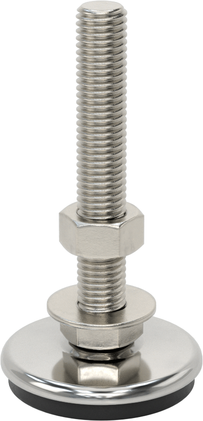 Buna-N Yastıklı 304 Paslanmaz Çelik Döner Seviyeleme Montaj Parçası, Titreşim Sönümleme, 4“ Uzunlukta 5/8”-11 Saplama, 500 lbs. Kapasite
