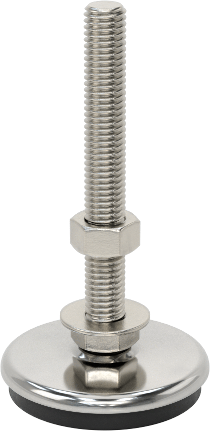 Buna-N Yastıklı 304 Paslanmaz Çelik Döner Seviyeleme Montaj Parçası, Titreşim Sönümleme, 4“ Uzunlukta 1/2”-13 Saplama, 500 lbs. Kapasite