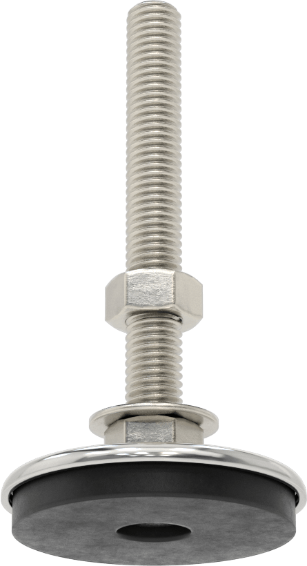 Buna-N Yastıklı 304 Paslanmaz Çelik Döner Seviyeleme Montaj Parçası, Titreşim Sönümleme, 4“ Uzunlukta 1/2”-13 Saplama, 500 lbs. Kapasite