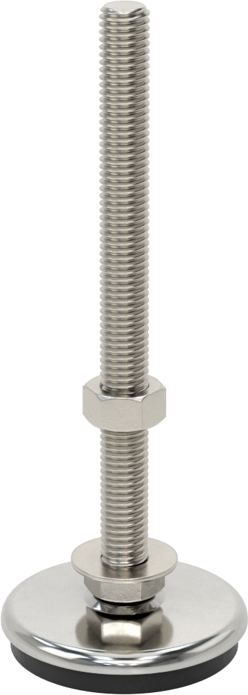 Buna-N Yastıklı 304 Paslanmaz Çelik Döner Seviyeleme Montaj Parçası, Titreşim Sönümleme, 6“ Uzunluk 1/2”-13 Saplama, 500 lbs. Kapasite