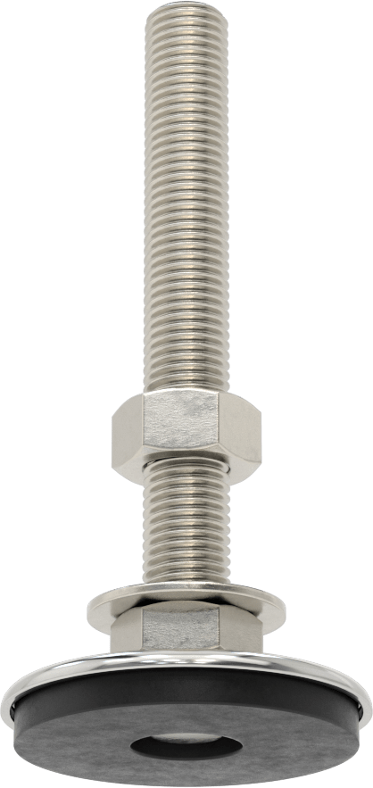Buna-N Yastıklı 304 Paslanmaz Çelik Döner Seviyeleme Montaj Parçası, Titreşim Sönümleme, M16 x 2 mm Saplama, 500 lbs. Kapasite