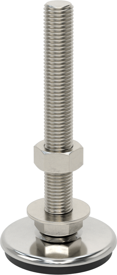 Buna-N Yastıklı 304 Paslanmaz Çelik Döner Seviyeleme Montaj Parçası, Titreşim Sönümleme, M16 x 2 mm Saplama, 500 lbs. Kapasite