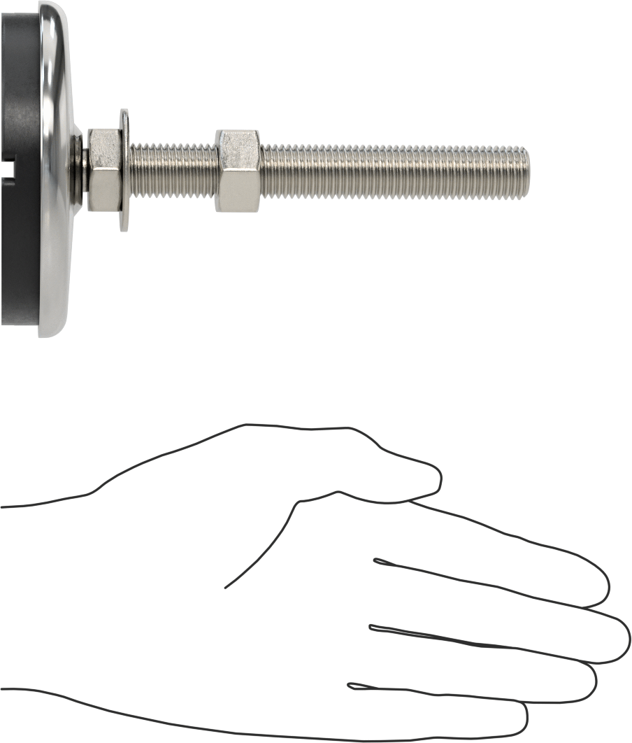 Buna-N Yastıklı 304 Paslanmaz Çelik Döner Seviyeleme Montaj Parçası, Titreşim Sönümleme, M16 x 2 mm Saplama, 1000 lbs. Kapasite