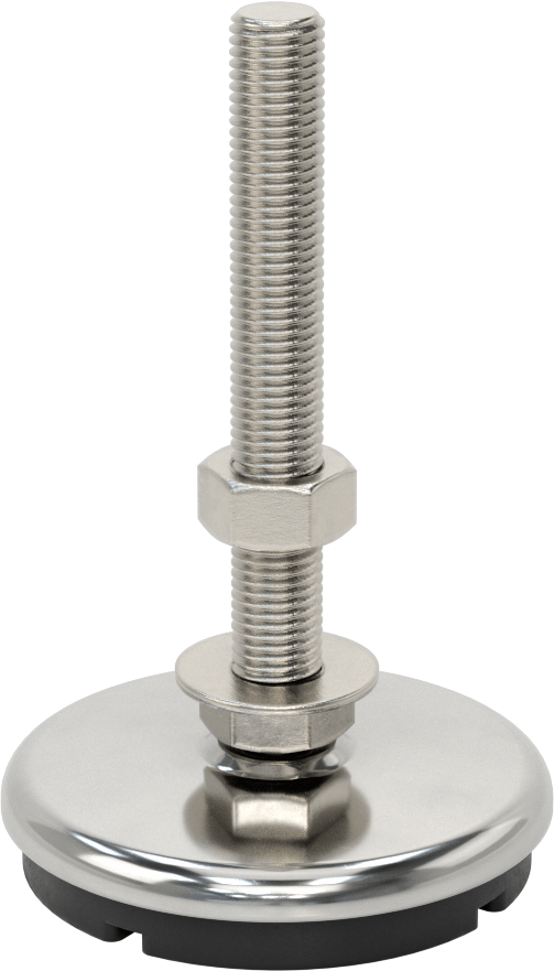 Buna-N Yastıklı 304 Paslanmaz Çelik Döner Seviyeleme Montaj Parçası, Titreşim Sönümleme, M16 x 2 mm Saplama, 1000 lbs. Kapasite