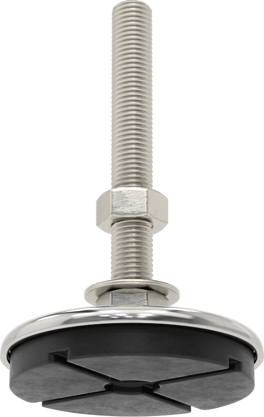 Buna-N Yastıklı 304 Paslanmaz Çelik Döner Seviyeleme Montaj Parçası, Titreşim Sönümleme, M16 x 2 mm Saplama, 1000 lbs. Kapasite