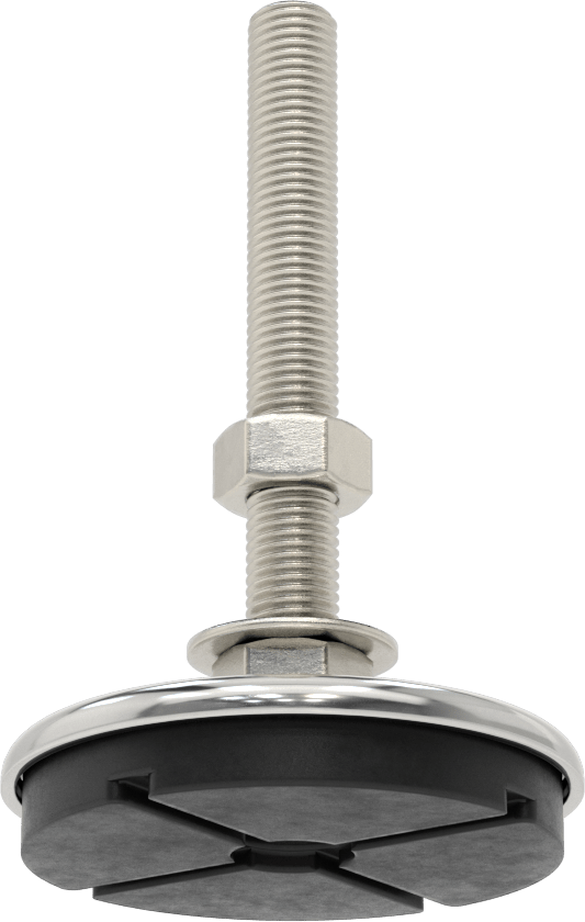 Buna-N Yastıklı 304 Paslanmaz Çelik Döner Seviyeleme Montaj Parçası, Titreşim Sönümleme, M16 x 2 mm Saplama, 2000 lbs. Kapasite