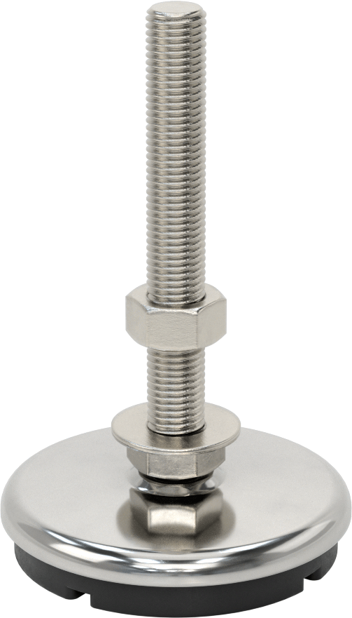 Buna-N Yastıklı 304 Paslanmaz Çelik Döner Seviyeleme Montaj Parçası, Titreşim Sönümleme, M16 x 2 mm Saplama, 2000 lbs. Kapasite