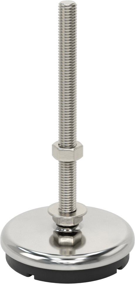 Buna-N Yastıklı 304 Paslanmaz Çelik Döner Seviyeleme Montaj Parçası, Titreşim Sönümleme, 6“ Uzunluk 1/2”-13 Saplama, 1000 lbs. Kapasite