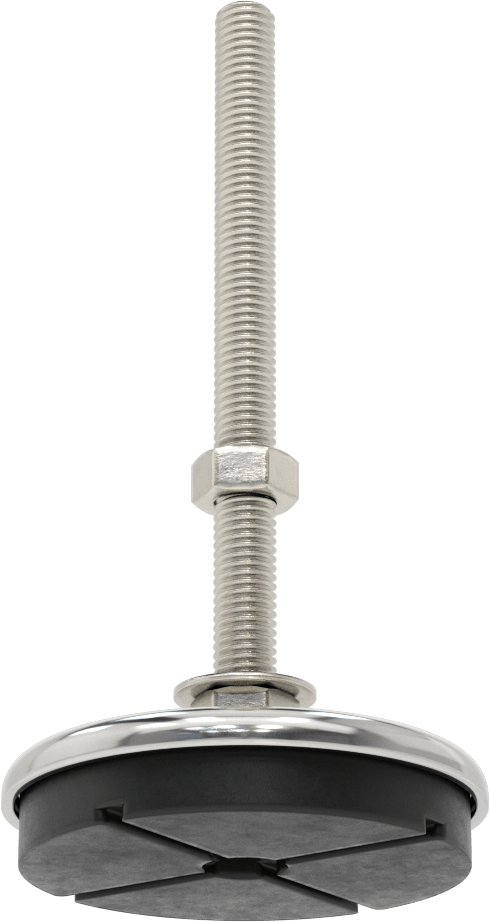 Buna-N Yastıklı 304 Paslanmaz Çelik Döner Seviyeleme Montaj Parçası, Titreşim Sönümleme, 6“ Uzunluk 1/2”-13 Saplama, 1000 lbs. Kapasite
