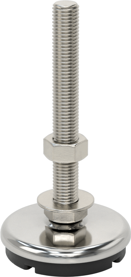 Buna-N Yastıklı 304 Paslanmaz Çelik Döner Seviyeleme Montaj Parçası, Titreşim Sönümleme, 6“ Uzunluk 3/4”-10 Saplama, 1000 lbs. Kapasite