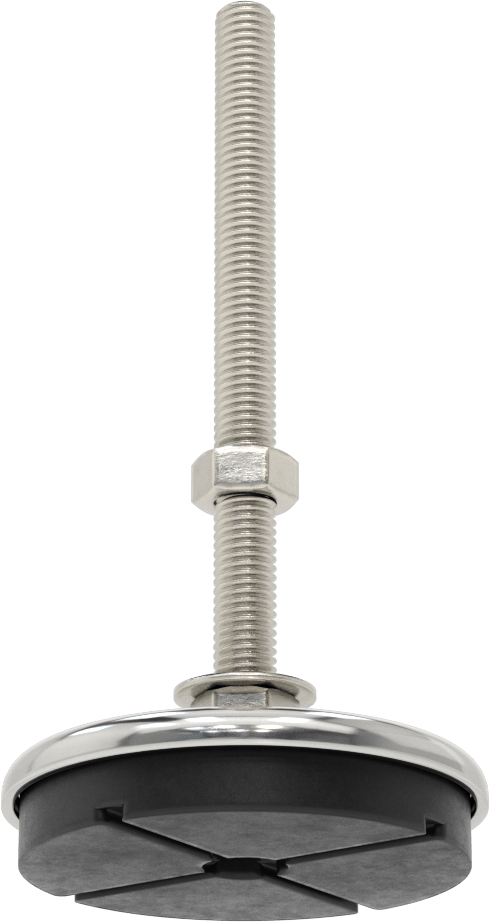 Buna-N Yastıklı 304 Paslanmaz Çelik Döner Seviyeleme Montaj Parçası, Titreşim Sönümleme, 6“ Uzunluk 1/2”-13 Saplama, 2000 lbs. Kapasite