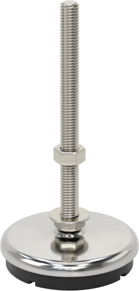 Buna-N Yastıklı 304 Paslanmaz Çelik Döner Seviyeleme Montaj Parçası, Titreşim Sönümleme, 6“ Uzunluk 1/2”-13 Saplama, 2000 lbs. Kapasite