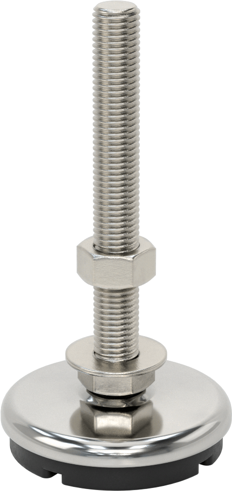 Buna-N Yastıklı 304 Paslanmaz Çelik Döner Seviyeleme Montaj Parçası, Titreşim Sönümleme, 6“ Uzunluk 3/4”-10 Saplama, 2000 lbs. Kapasite