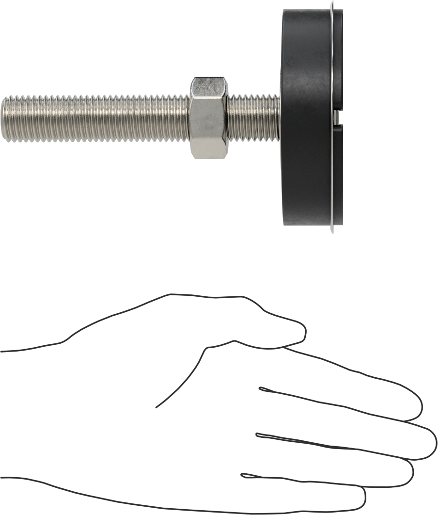 Buna-N Yastıklı 304 Paslanmaz Çelik Döner Seviyeleme Montaj Parçası, Titreşim Sönümleme, M20 x 2,5 mm Saplama, 1000 lbs. Kapasite