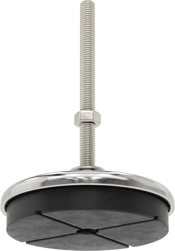 Buna-N Yastıklı 304 Paslanmaz Çelik Döner Seviyeleme Montaj Parçası, Titreşim Sönümleme, 6“ Uzunluk 1/2”-13 Saplama, 3000 lb. Kapasite