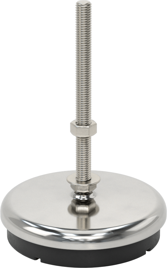 Buna-N Yastıklı 304 Paslanmaz Çelik Döner Seviyeleme Montaj Parçası, Titreşim Sönümleme, 6“ Uzunluk 1/2”-13 Saplama, 3000 lb. Kapasite