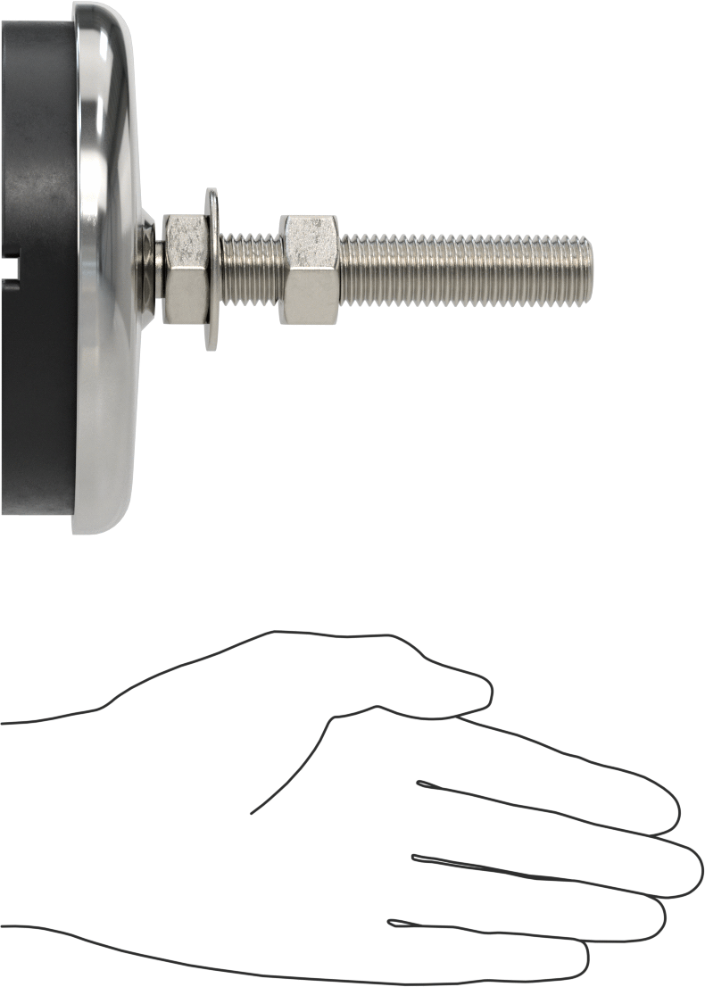 Buna-N Yastıklı 304 Paslanmaz Çelik Döner Seviyeleme Montaj Parçası, Titreşim Sönümleme, 4“ Uzunlukta 3/4”-10 Saplama, 3000 lb. Kapasite