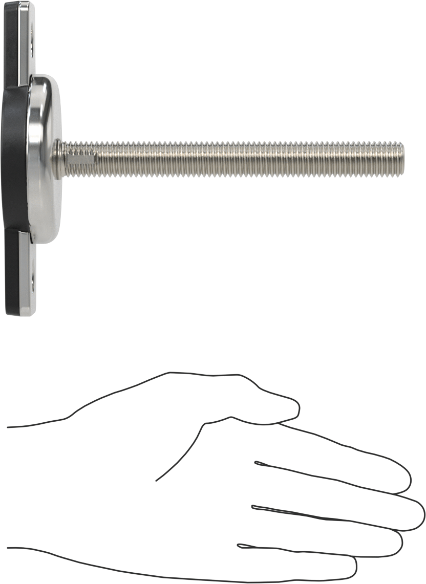 Buna-N Yastıklı 304 Paslanmaz Çelik Döner Seviyeleme Montaj Parçası, Sabit Tutucu, 6“ Uzunluk, 5/8”-11 Saplama, 2 Ofset Montaj Deliği