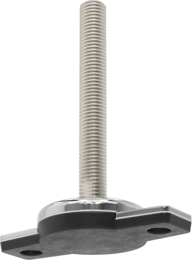 Buna-N Yastıklı 304 Paslanmaz Çelik Döner Seviyeleme Montaj Parçası, Sabit Tutucu, 6“ Uzunluk 3/4”-10 Saplama, 2 Ofset Montaj Deliği