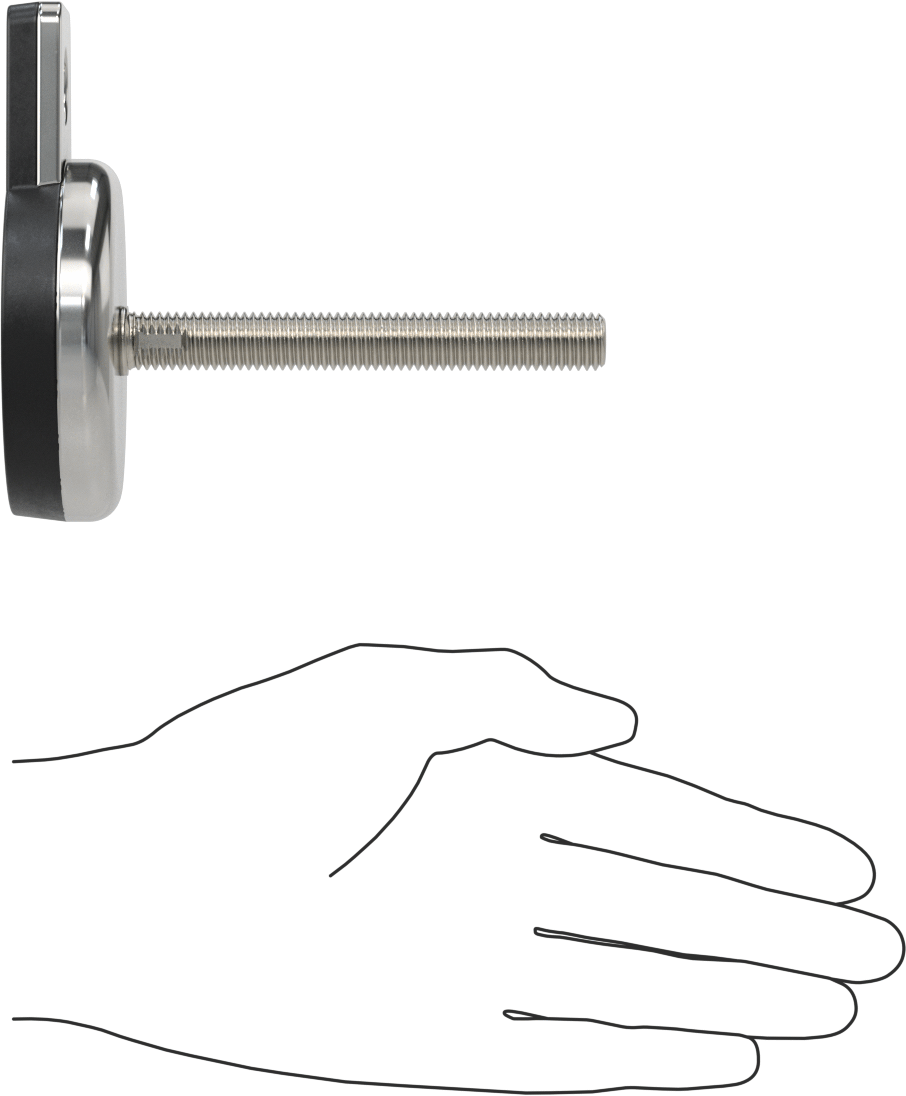 Buna-N Yastıklı 304 Paslanmaz Çelik Döner Seviyeleme Montaj Parçası, Sabit Tutucu, 4" Uzunlukta M12 x 1,75 mm Saplama, 1 Ofset Montaj Deliği