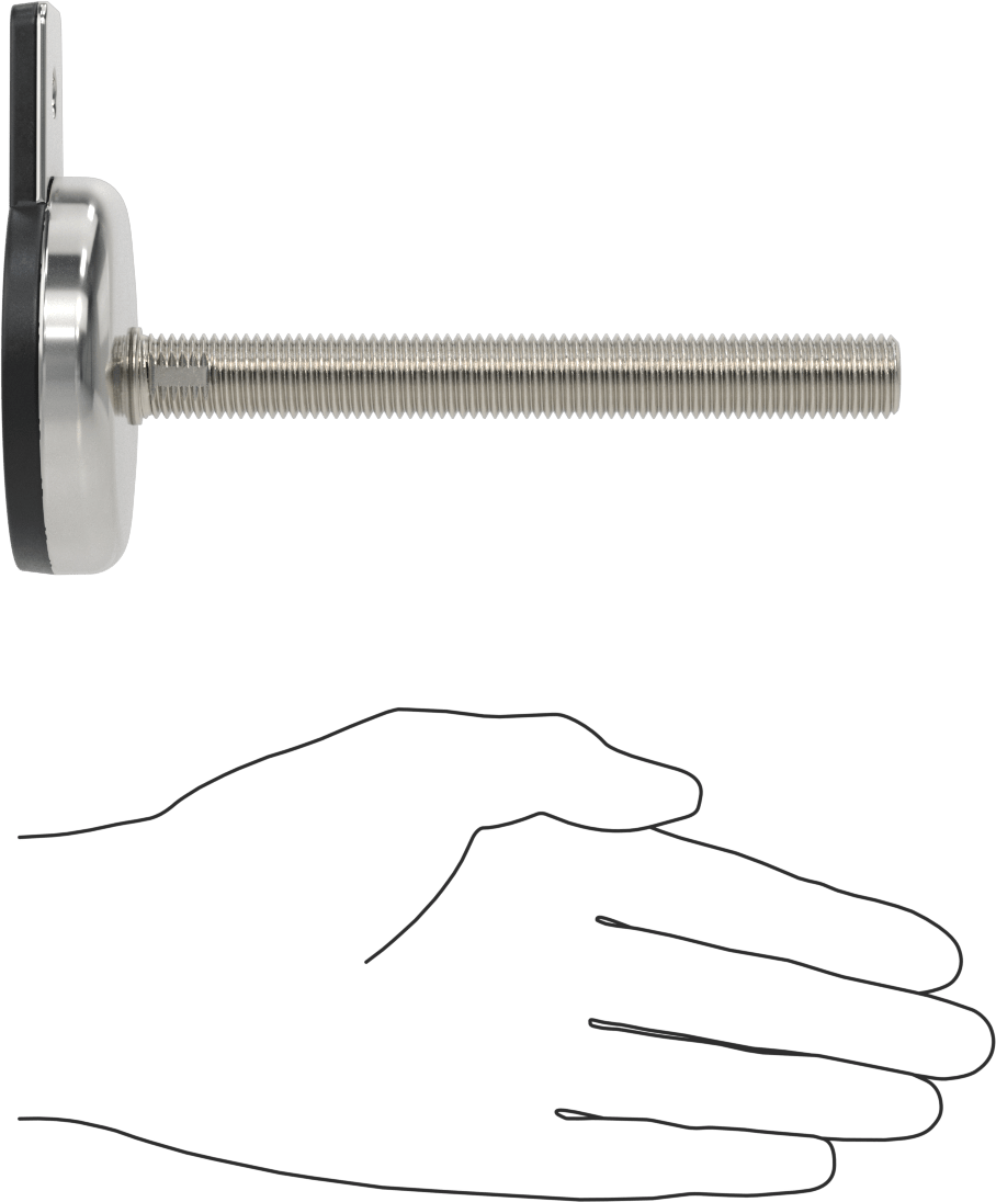 Buna-N Yastıklı 304 Paslanmaz Çelik Döner Seviyeleme Montaj Parçası, Sabit Tutucu, 6" Uzunlukta M16 x 2 mm Saplama, 1 Ofset Montaj Deliği