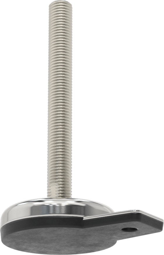 Buna-N Yastıklı 304 Paslanmaz Çelik Döner Seviyeleme Montaj Parçası, Sabit Tutucu, 6" Uzunlukta M16 x 2 mm Saplama, 1 Ofset Montaj Deliği