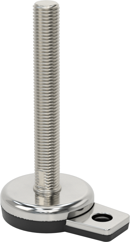 Buna-N Yastıklı 304 Paslanmaz Çelik Döner Seviyeleme Montaj Parçası, Sabit Tutucu, 6" Uzunlukta M20 x 2,5 mm Saplama, 1 Ofset Montaj Deliği