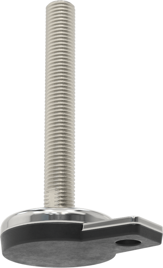 Buna-N Yastıklı 304 Paslanmaz Çelik Döner Seviyeleme Montaj Parçası, Sabit Tutucu, 6" Uzunlukta M20 x 2,5 mm Saplama, 1 Ofset Montaj Deliği