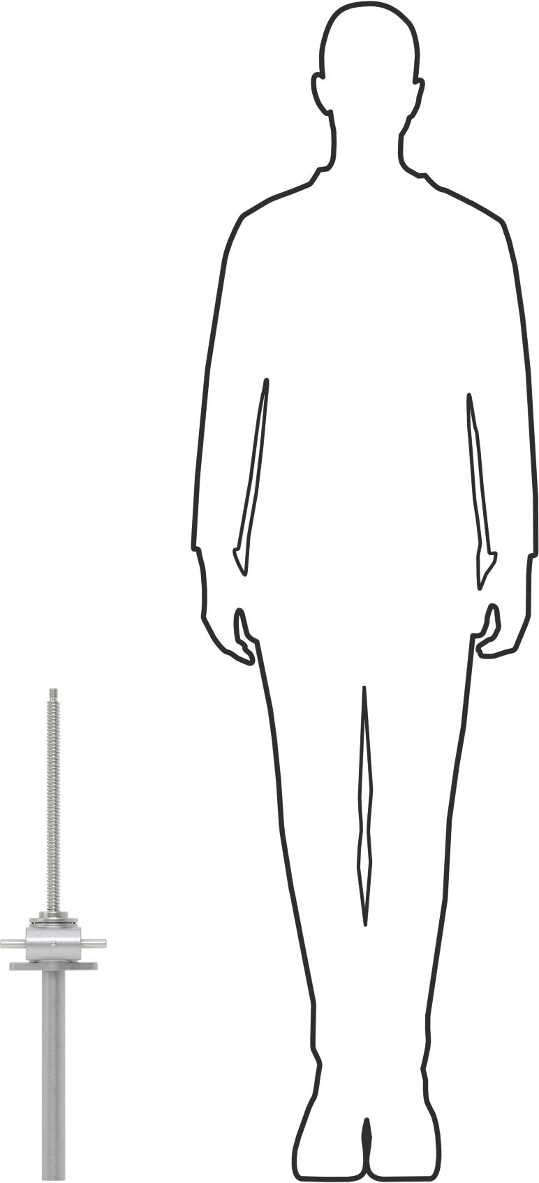 Acme Vidalı Kriko, Dik, 2000 lbs. Kapasite, 12" Hareket Uzunluğu