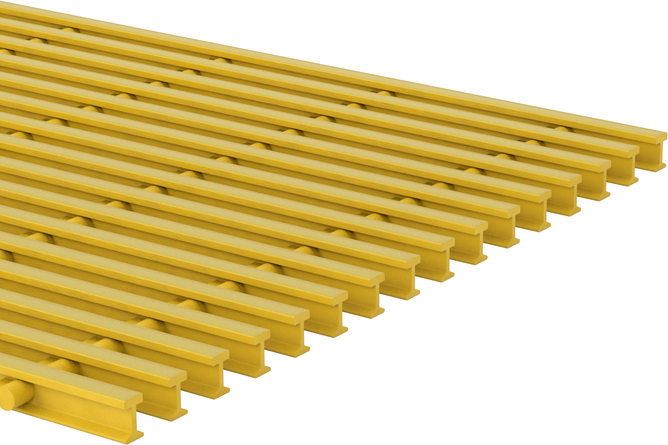 Fiberglas Çubuk Izgara, 1“ x 19/32” Yatak Çubuğu, 2' Genişlik