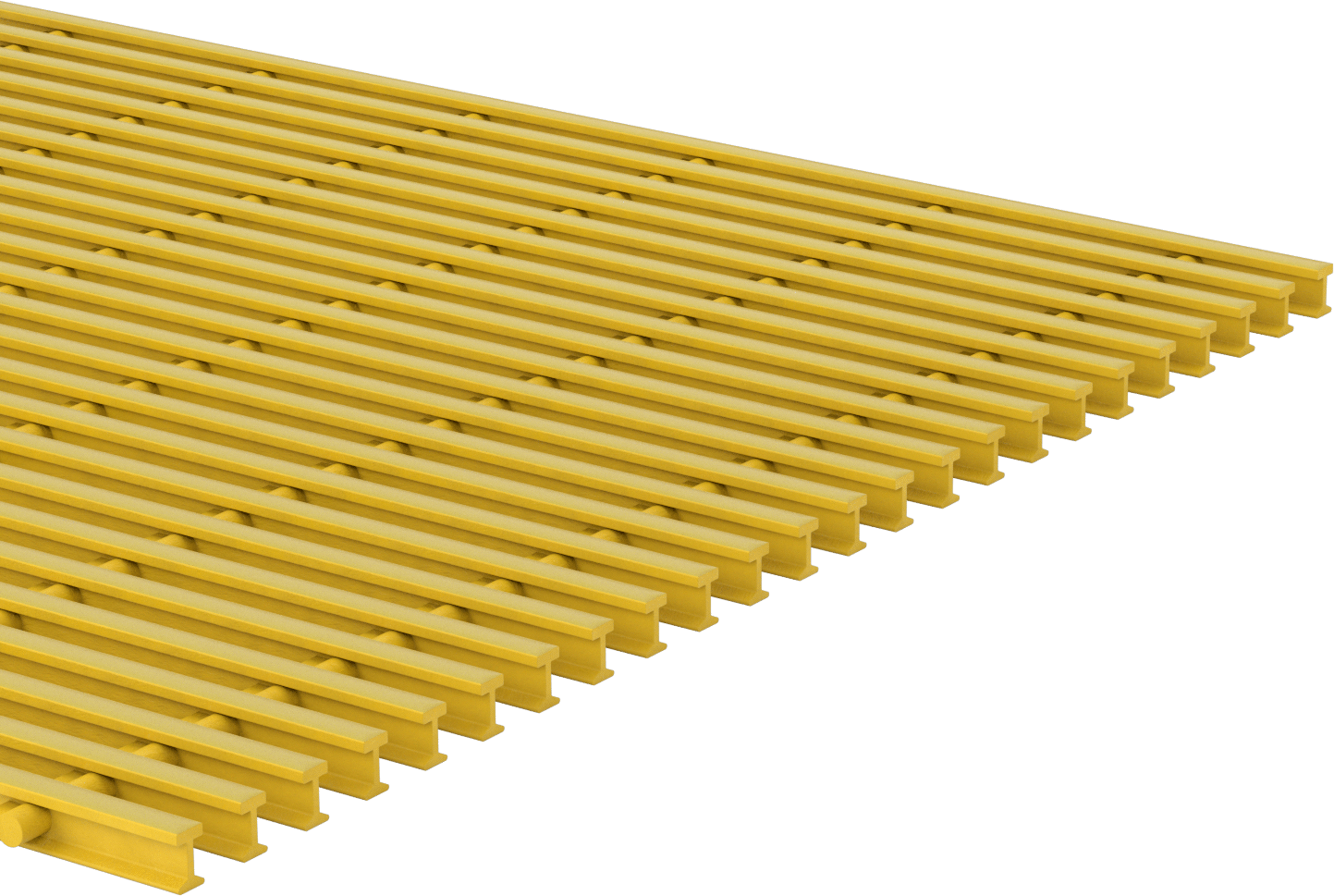 Fiberglas Çubuk Izgara, 1“ x 19/32” Yatak Çubuğu, 3' Genişlik