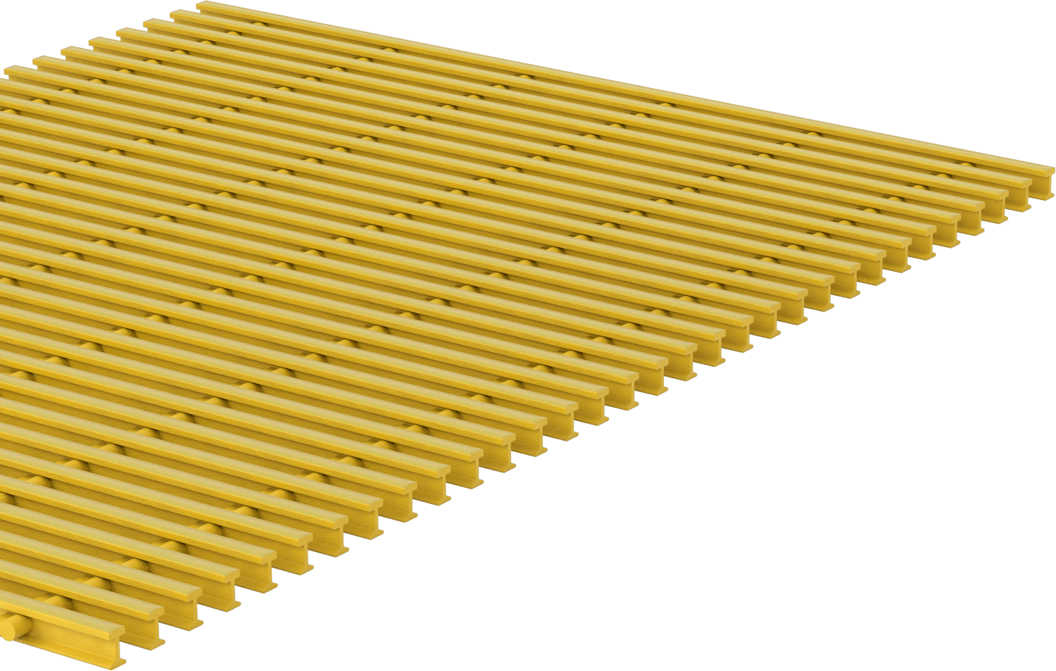 Fiberglas Çubuk Izgara, 1“ x 19/32” Yatak Çubuğu, 4' Genişlik