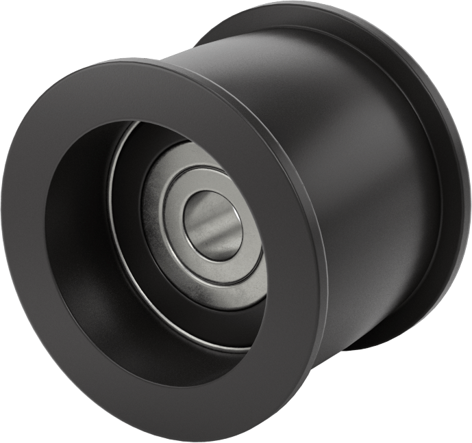 Idler Pulley, for 1-1/8" Wide Flat-Belt and 3/8" Shaft Diameter, 2.1" OD