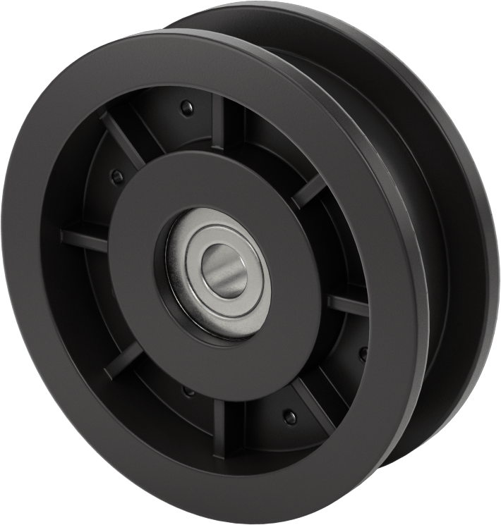 Idler Pulley, for 5/8" Wide Flat-Belt and 3/8" Shaft Diameter, 3-1/2" OD