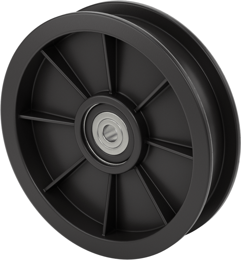 Idler Pulley, for 7/8" Wide Flat-Belt and 3/8" Shaft Diameter, 5.6" OD