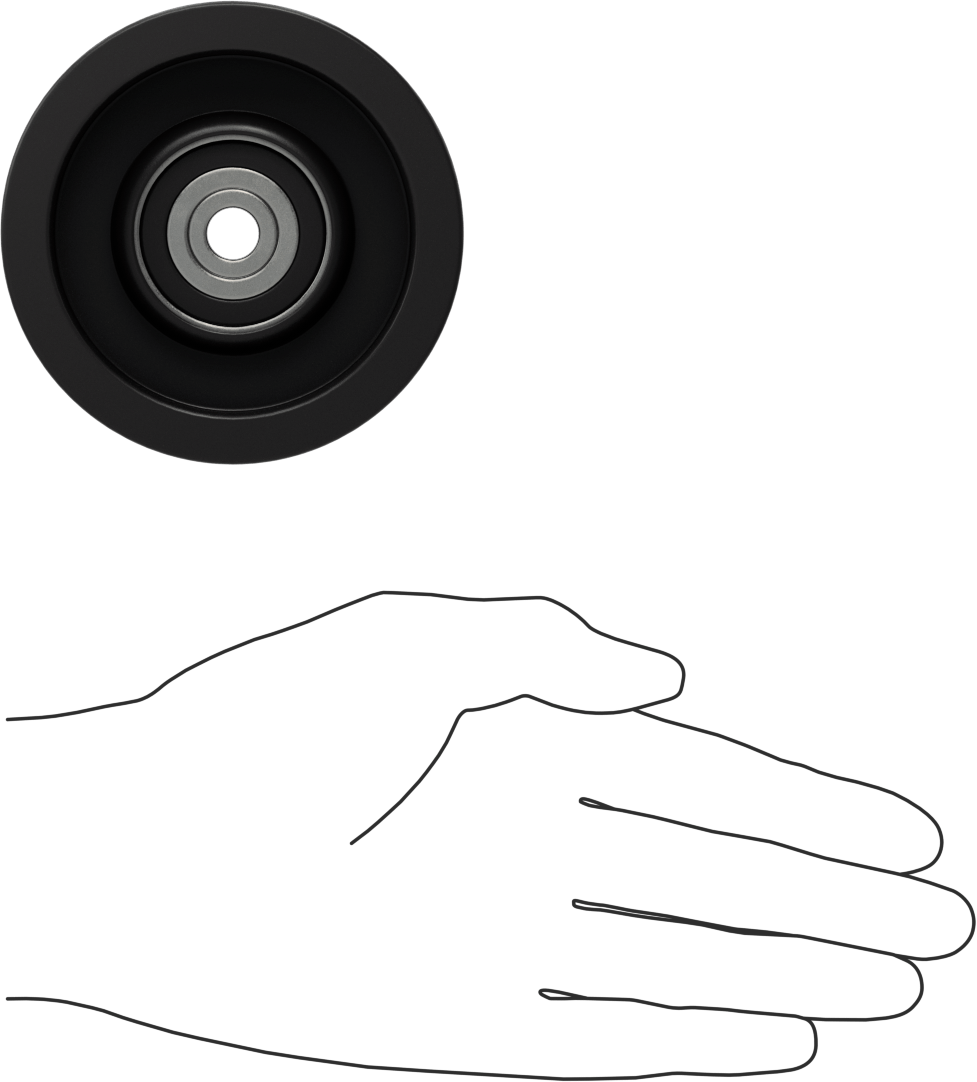 Idler Pulley, for 1-1/8" Wide Flat-Belt and 3/8" Shaft Diameter, 3.4" OD