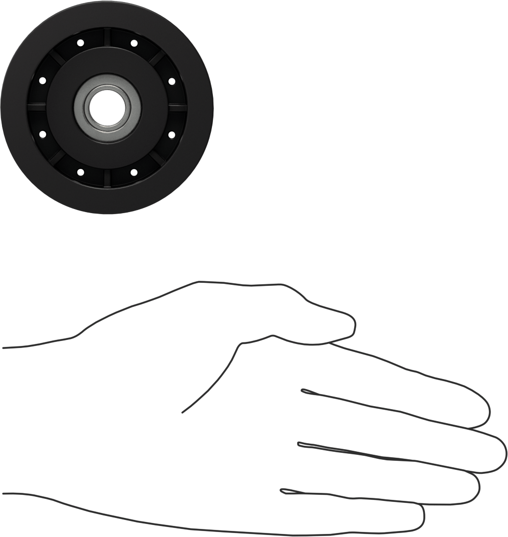 Idler Pulley, for 7/8" Wide Flat-Belt and 1/2" Shaft Diameter, 3" OD